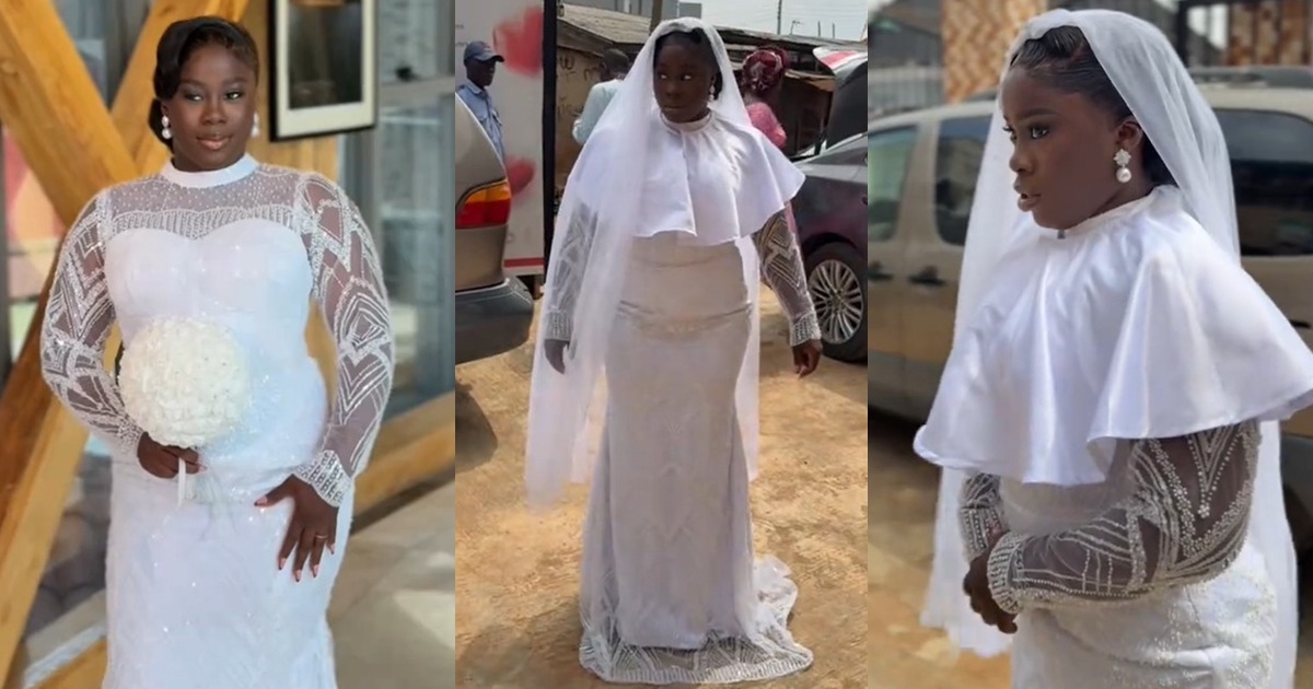 Bride f0rced to cover her wedding dress with a cape for her church wedding (WATCH)