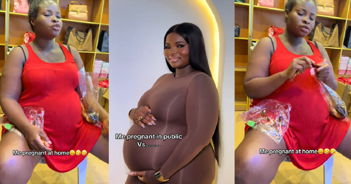 Pregnant lady shares the stark difference between how she appears outside and when she’s at home (VIDEO)