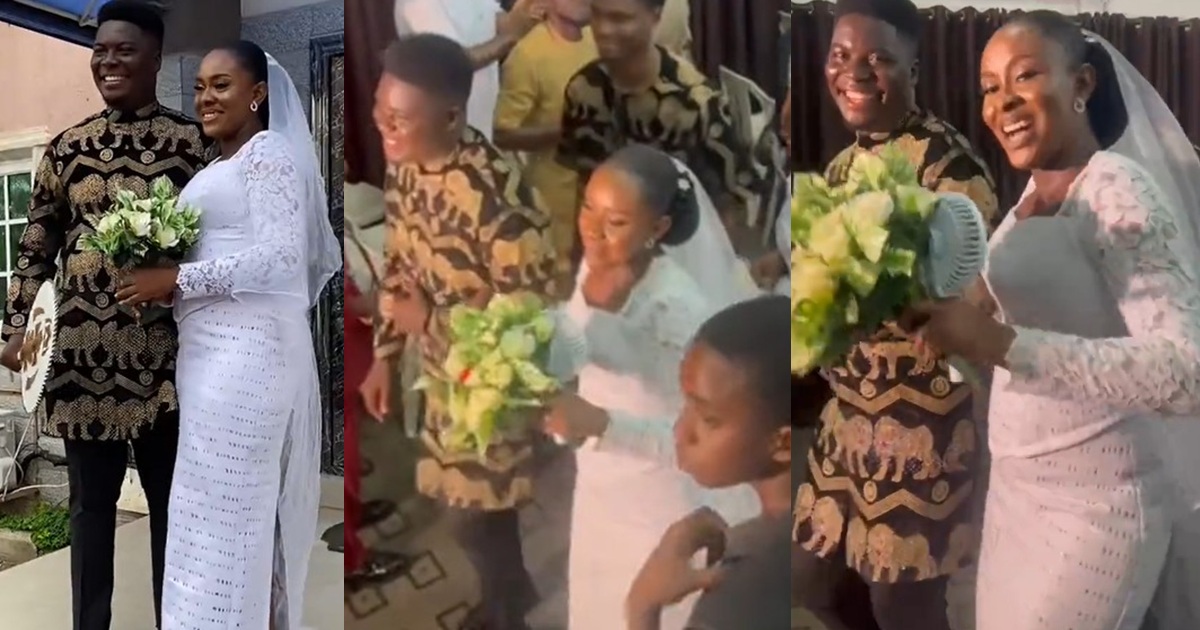 “We didn’t follow tradition, we wore it” – Couple says as they wore their traditional attire to their church wedding (WATCH)