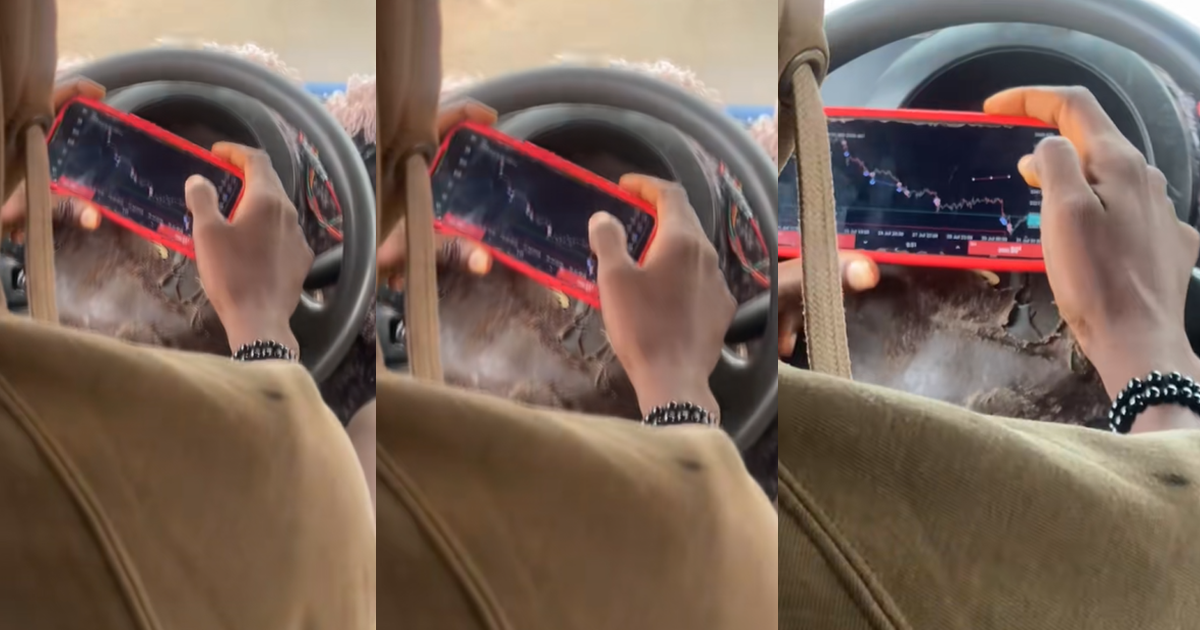 Passenger fɘars as driver engages in online trading while driving in Enugu (WATCH)