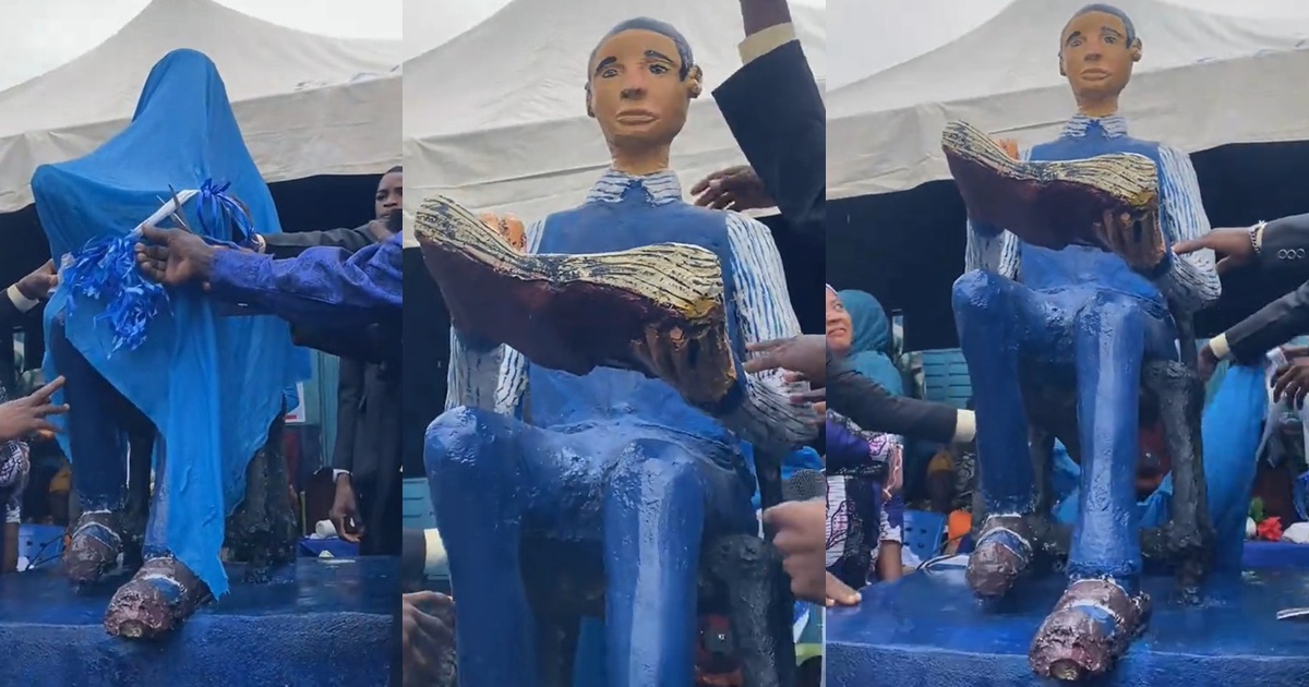 S.S.S. 3 students donate a sculpture to their school at their graduation ceremony (VIDEO)
