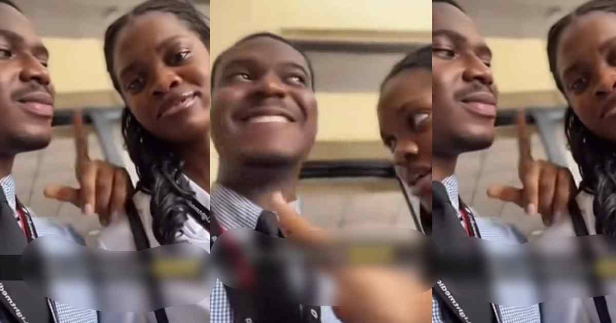 Lady ignores her homeboy’s request for a kiss, playfully rubs his cheek instead (Watch)
