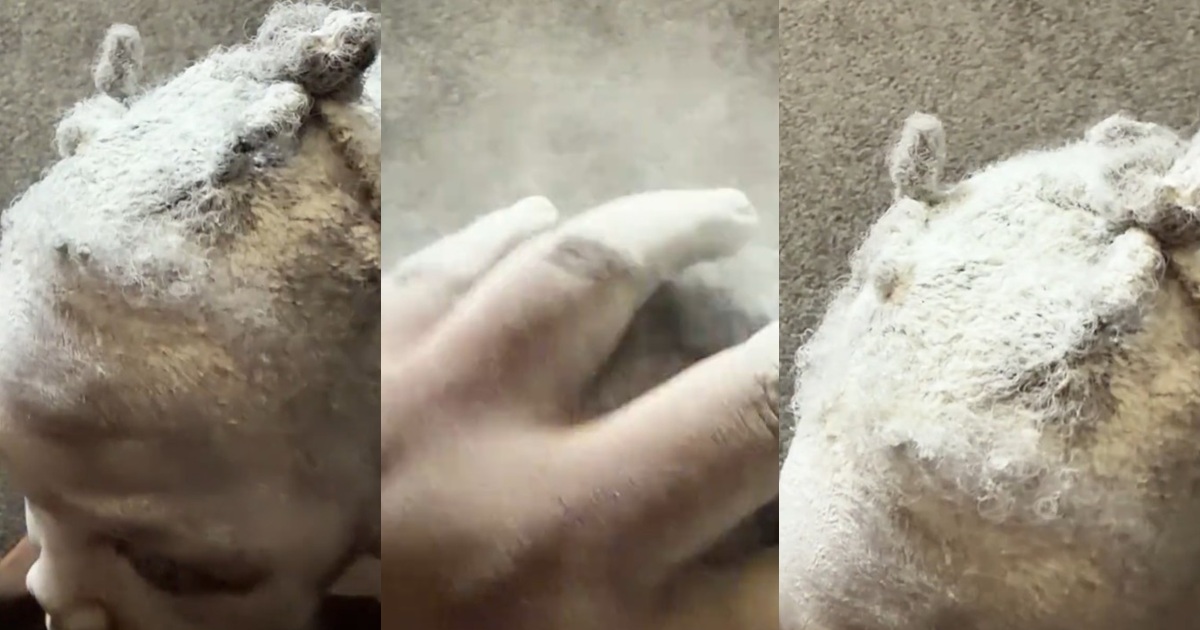 “What is the meaning of this?” – Nigerian mum fumes after eldest daughter pours powder on younger sister’s hair (Watch)