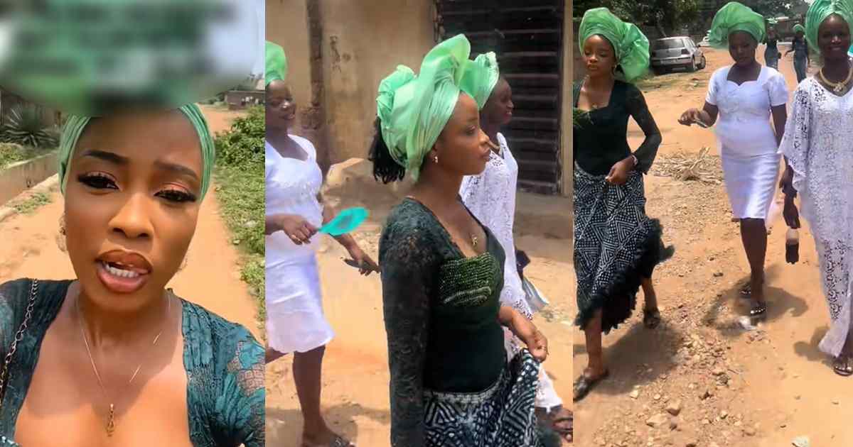 Aso-Ebi ladies trek to wedding venue after their ride leaves them behind; arrive barefoot after a 20-minute walk (WATCH)