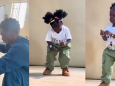 Little girl shows off her dance moves during photoshoot as her dad captures the moment (Video)