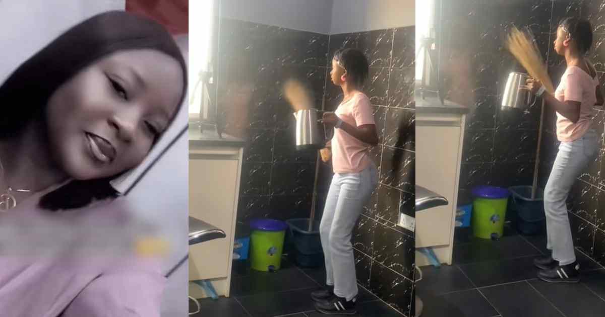 Woman surprised after finding her colleague dancing before a camera in the office’s kitchen (Video)