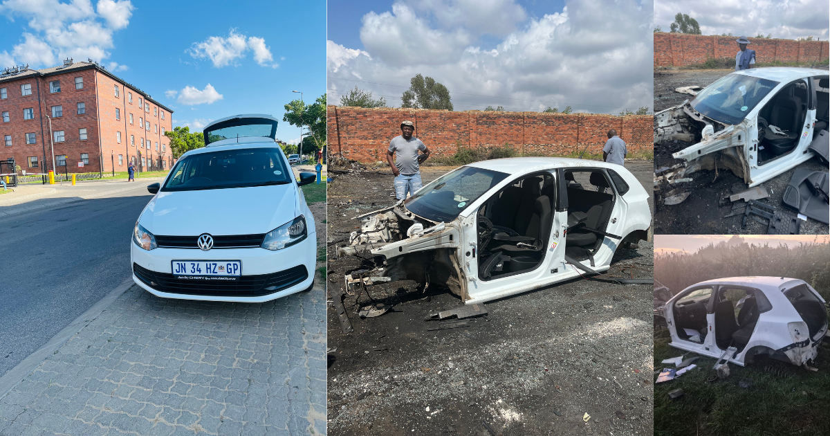 “It’s not easy” — South African man laments after discovering his car had been stripped of all its parts just hours after it was stolen
