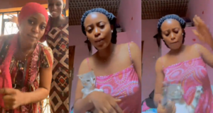 “E never even reach 1 week wey she do this thing o” – Lady faces backlash after mistreating pet cat given for her anger management (WATCH)
