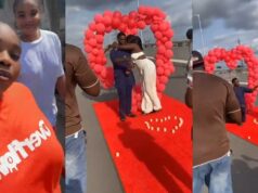 “The girl self no fit say no” – Moment a man proposed to his partner on a bridge in Warri (Watch)