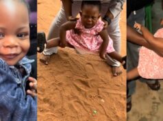 Woman reveals how her UK-born baby refuses to set foot on the soil on her first visit to Nigeria (Watch)