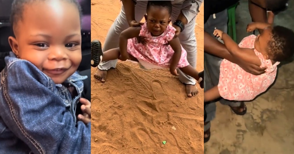 Woman reveals how her UK-born baby refuses to set foot on the soil on her first visit to Nigeria (Watch)