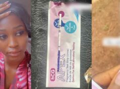 Newlywed bride recounts how her wedding almost got cancelled after an auxiliary nurse confirmed a line on her pregnancy strip was positive (Watch)