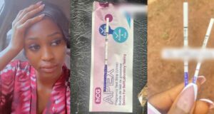 Newlywed bride recounts how her wedding almost got cancelled after an auxiliary nurse confirmed a line on her pregnancy strip was positive (Watch)