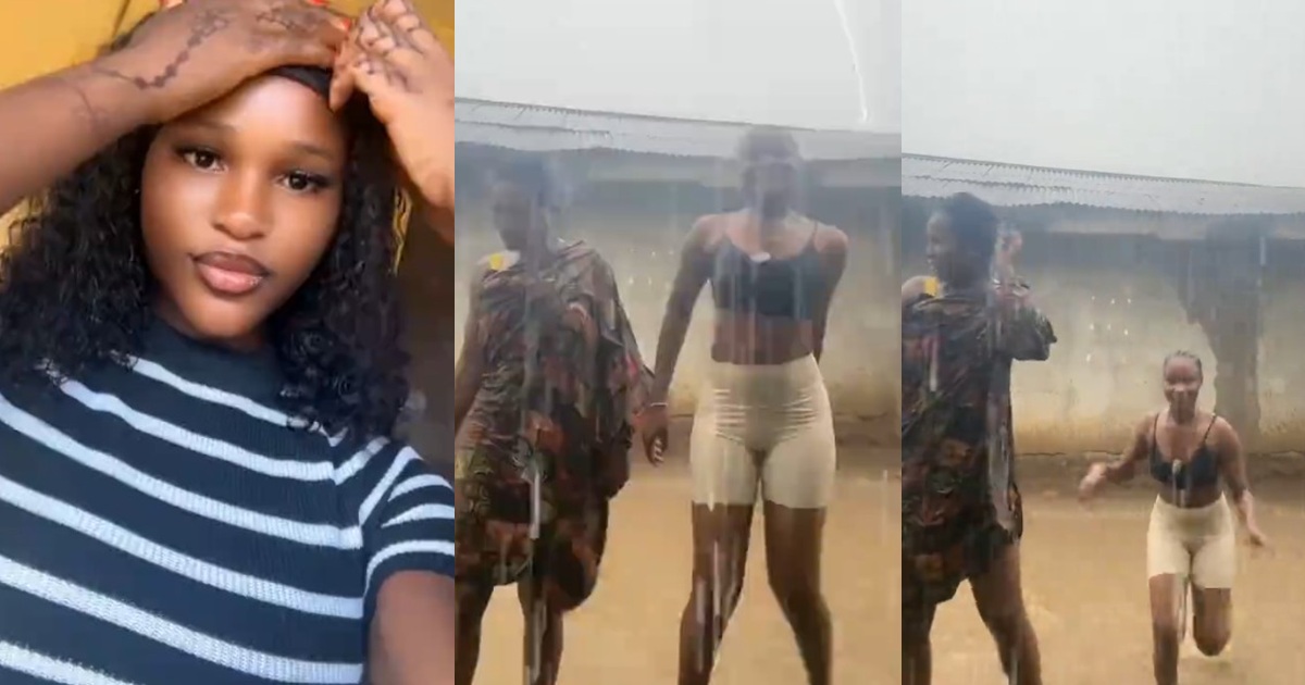 Lady and her friend flee after thunder suddenly struck while playing in the rain (Watch)