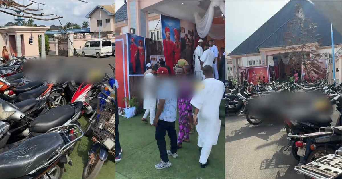 Man surprised after spotting only motorcycles at a wedding venue in Nnewi (Video)