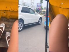 Lady laughs at herself after wearing ballerina shoes in a Keke napep instead being an exotic she spotted on the road (Watch)