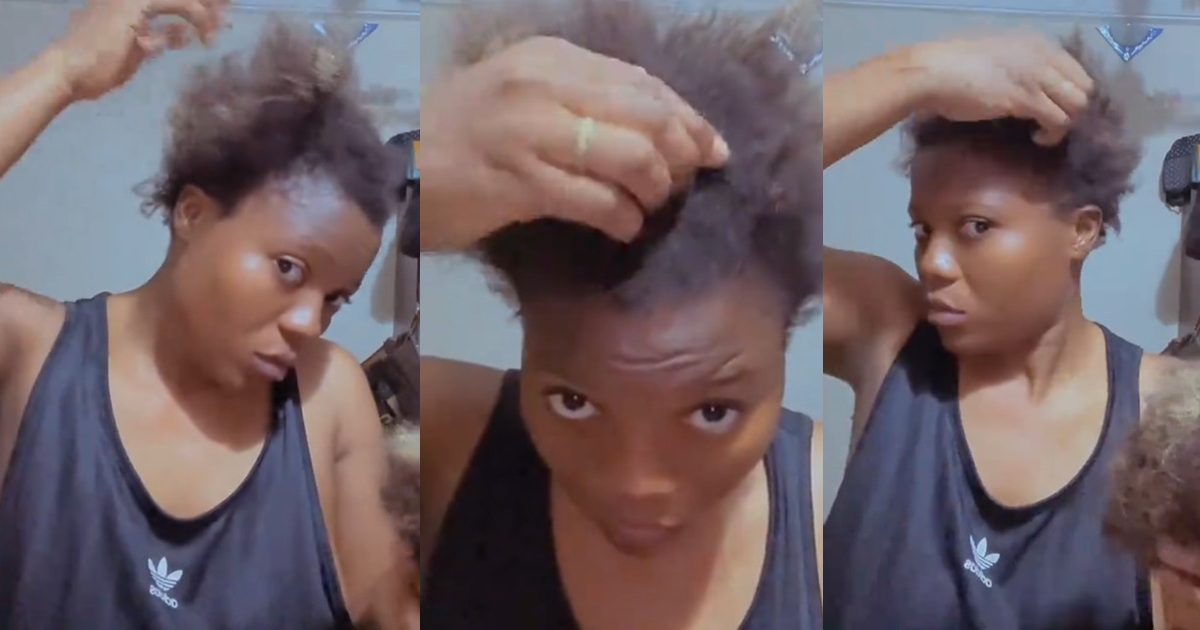 Nigerian mum wakes up to a shocking haircut after her kids play barber while she slept (Video)