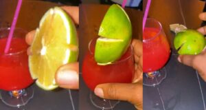 Lady stunned after lounge serves cocktail with half an orange (WATCH)