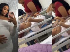 Mum amused as her toddler lay in a newborn’s cot during a hospital visit after her delivery (Video)