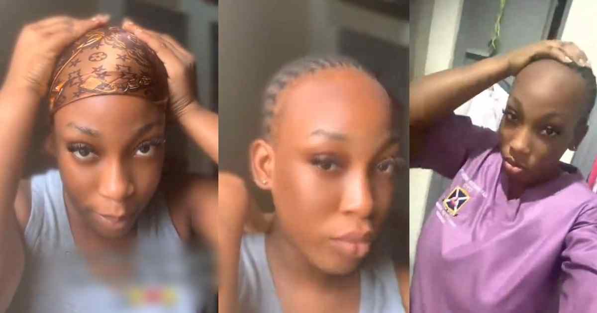 Lady reveals why she always covers her hair, shows off her forehead (Watch)