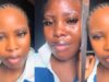 Lady left injurǝd after volunteering as a model for her boss’s first microblading practical session (Watch)