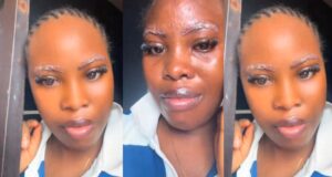 Lady left injurǝd after volunteering as a model for her boss’s first microblading practical session (Watch)