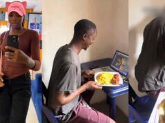“Food is his love language” – Woman shares how her lastborn husband reacts whenever he sees food (Watch)