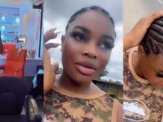 Lady amused after a village hairstylist made impressive cornrows for just ₦500 (Watch)