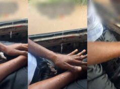 Lady gets soaked after boarding public bus to save money during Lagos rainy season (Watch)