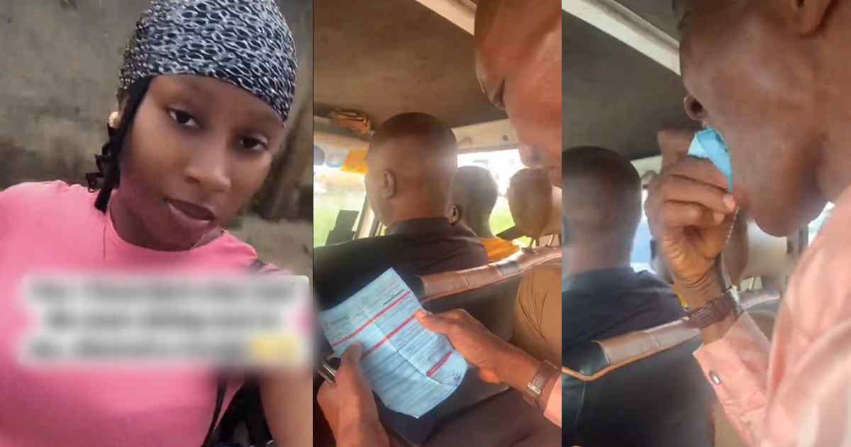 Lady stunned after passenger sitting beside her casually chews a receipt during the trip (Watch)