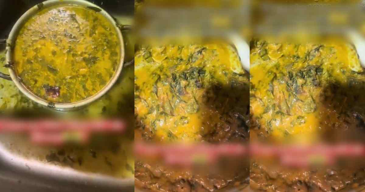 “It is so bitter. What did I do wrong?” – Lady washes away pot of Oha soup after first attempt turns out bitter (Watch)