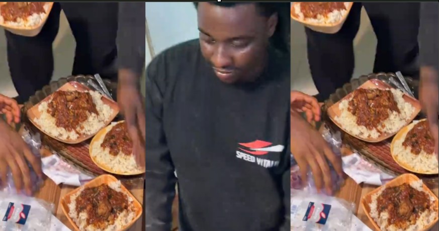 Men celebrate as friend who never cooks serves them a homemade meal (Watch)