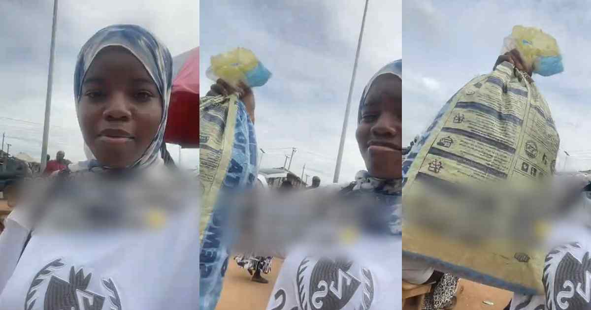 Lady reveals how her parents waybilled her project defense outfit in a food packaging bag (Watch)