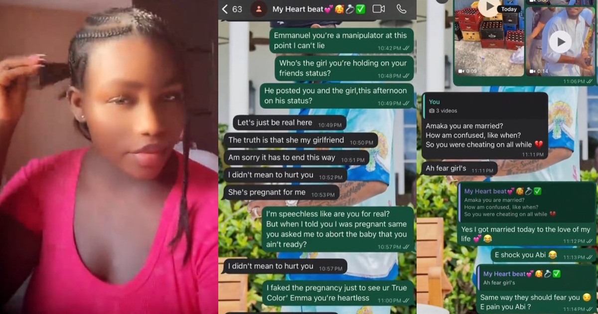 Lady marries another man, leaves ex-boyfriend stunned after sending him wedding photos (Watch)