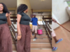 Lady forced to leave staircase after cleaner begins mopping exact spot she was using to record video (Watch)