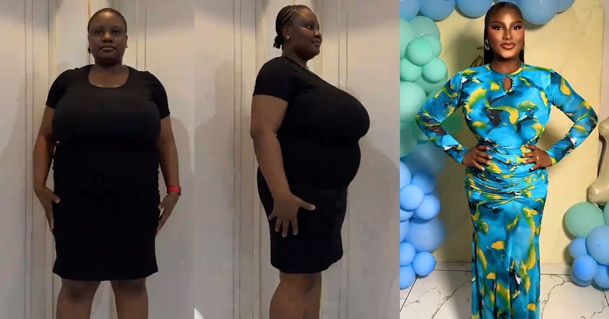 Woman proudly shares her weight loss transformation one year after giving birth (WATCH)