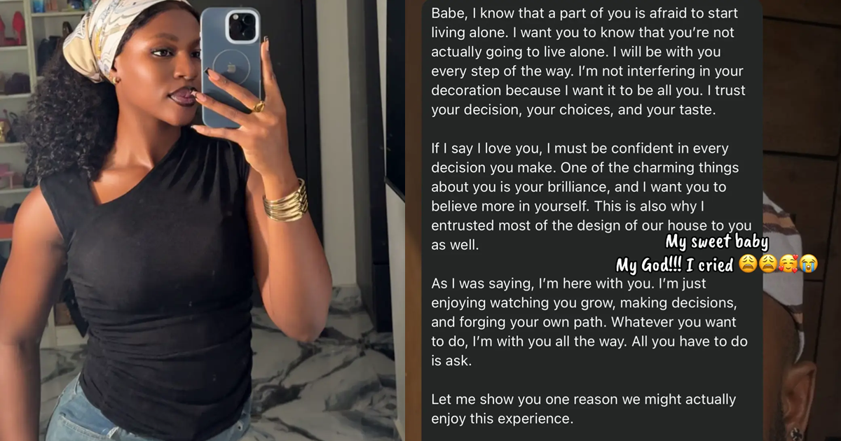 Lady shares heartfelt message from her man as she moves into her own house after cohabiting for a long time (PHOTOS)