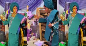 Nigerian bride sparks reaction after picking honey instead of a Bible at her traditional wedding ceremony (Watch)