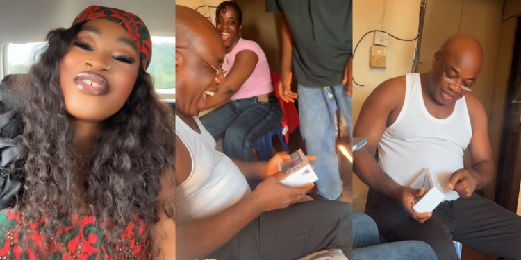 Lady surprises her dad with a new phone after months of him complaining about his old one (Watch)