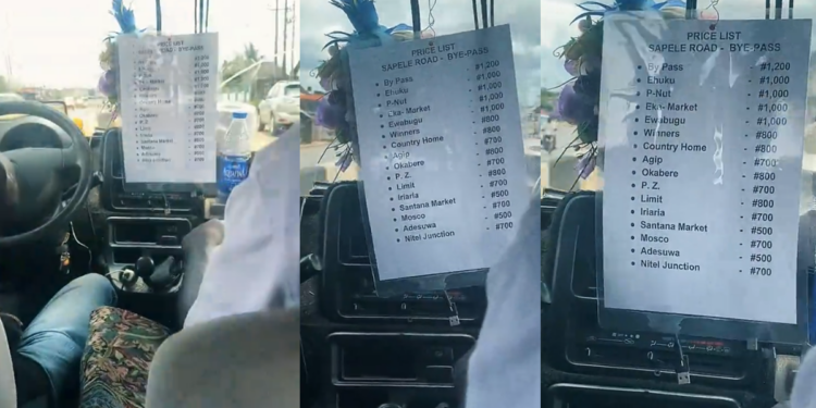 “I see new things today” – Man shares surprise after discovering laminated transport fare list in public vehicle (Watch)