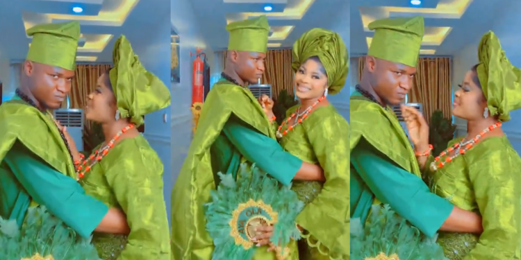 Nigerian groom sparks reactions after refusing to smile during wedding photoshoot despite bride’s efforts (Video)