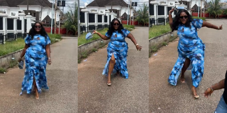 Hilarious moment lady r@ges after little boy interrupts her outfit check video, swings bag at him (VIDEO)