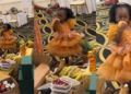 Funny moment a little girl got caught eating fruit from bride price at her uncle’s wedding (WATCH)