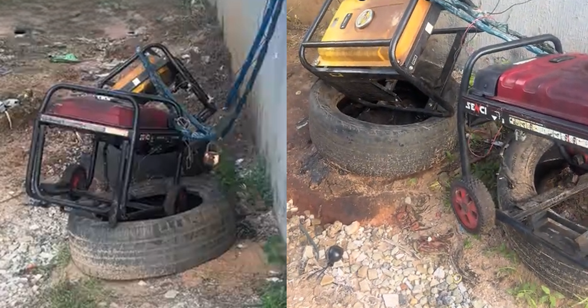Lady returns to find the engines of both her neighbour’s generators gone, leaving only the chained iron frames behind. (WATCH)