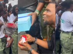 Drama erupts as female corps member rejects boyfriend’s marriage proposal at her Passing-Out Parade (Watch)